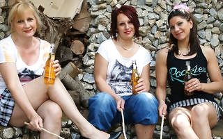 Three old added to young lesbians make broadly more the garden